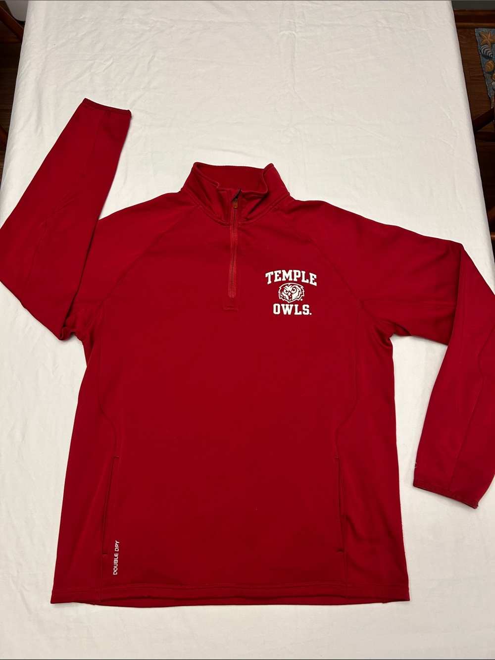 Champion Red Temple Owls Quarter-Zip Pullover